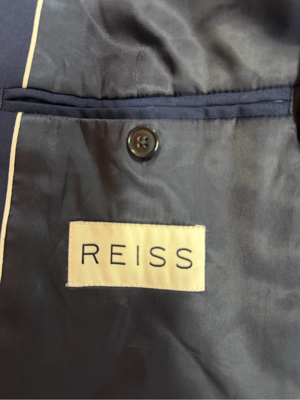REISS Men’s Navy Wool Blend Single Breasted Suit Jacket Blazer Size 40 B333